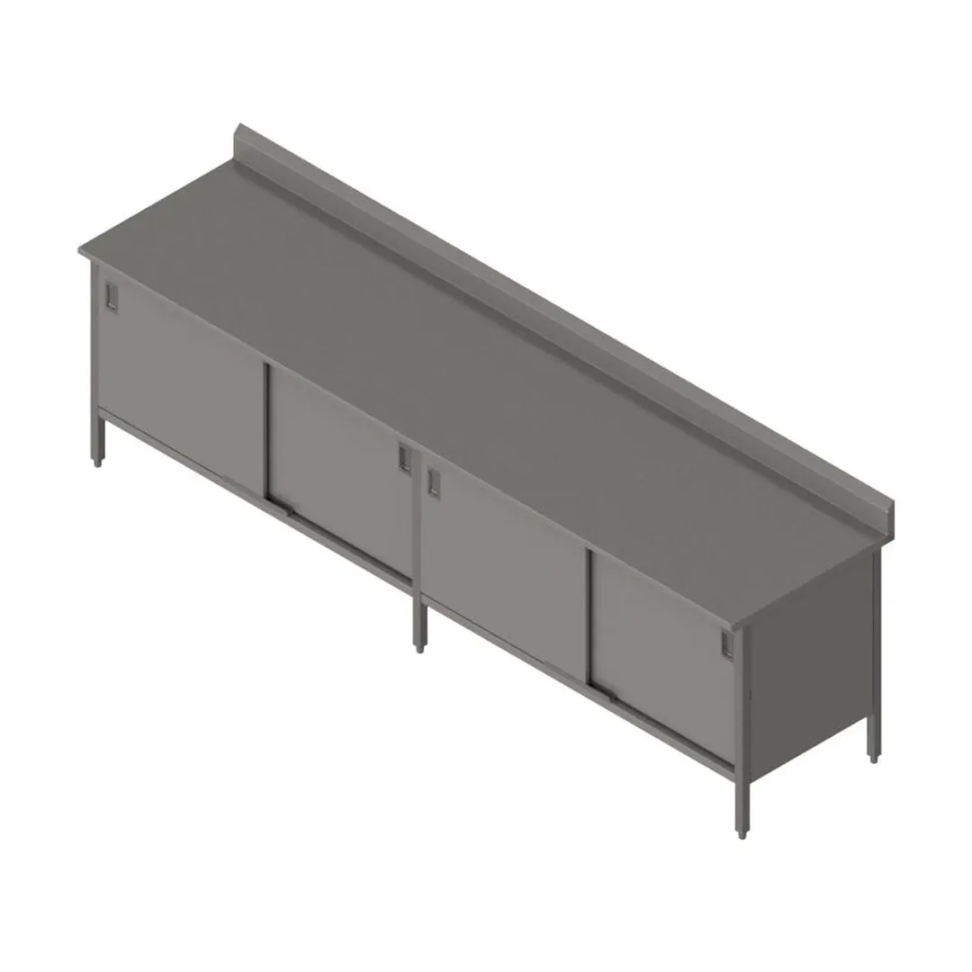 John Boos EBSS6R5-2496 Cabinet Base with Sliding Doors Work Table, 96"W x 24"D / Backsplash