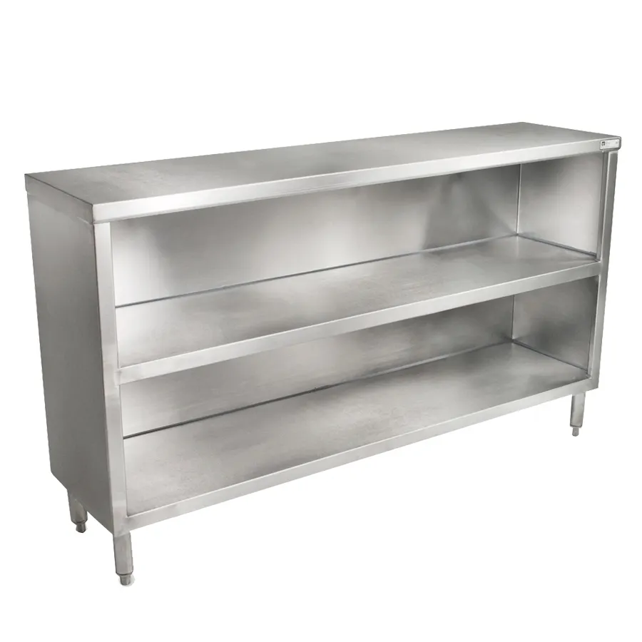 John Boos EDSC8-1572 72"x15" Stallion Safety Edge Open Front Dish Cabinet, Open Base with Mid-Shelf