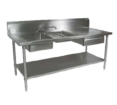 John Boos EPT6R10-DL2B-72L-X 72" Prep Table Sink Unit, 2 Bowl on Left with Drawer - Flyer