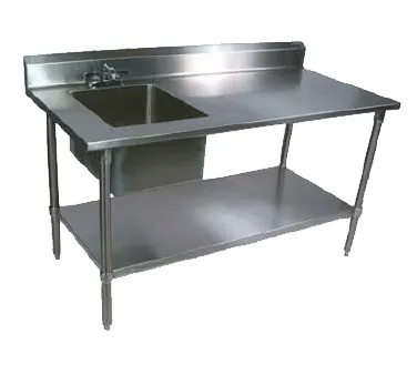 John Boos EPT6R5-3072GSK-L 72" Prep Table Sink Unit, Bowl on Left with Faucet - 16 Gauge
