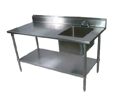 John Boos EPT6R5-3072SSK-R 72" Prep Table Sink Unit, Bowl on Right with Faucet - 16 Gauge