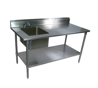 John Boos EPT8R5-3072GSK-L 72" Work Table with Prep Sink, Bowl On Left - 18 Gauge