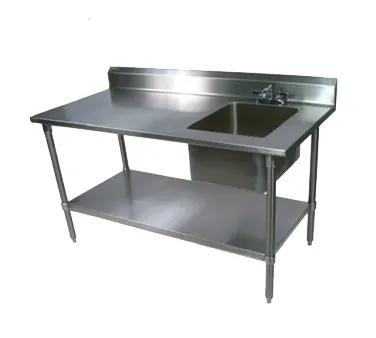 John Boos EPT8R5-3072SSK-R 72" Work Table with Prep Sink, Bowl On Right - 18 Gauge