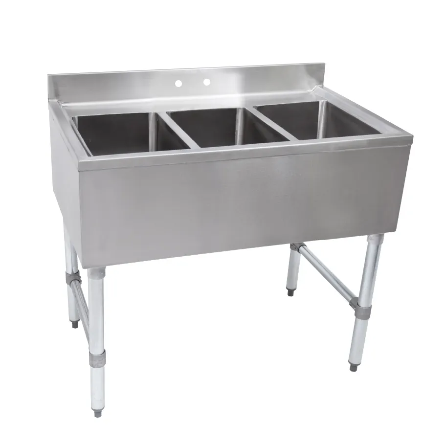 John Boos UBS3-1836 40" Underbar Sink Units, 3 Compartment without Drainboard
