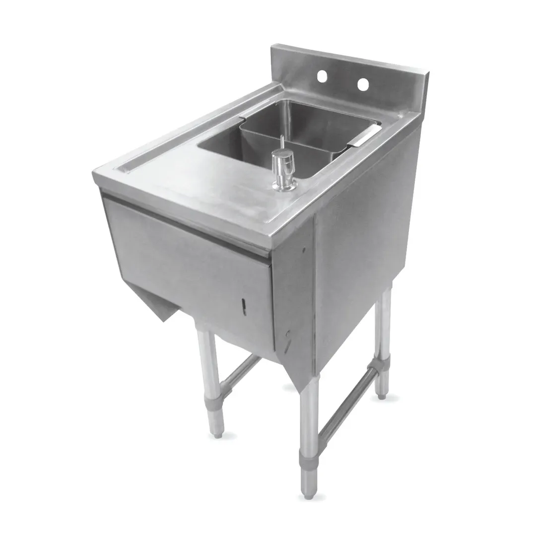 John Boos UBHS-1812 12" Underbar Sink Units, 1 Compartment with Soap & Towel Dispenser