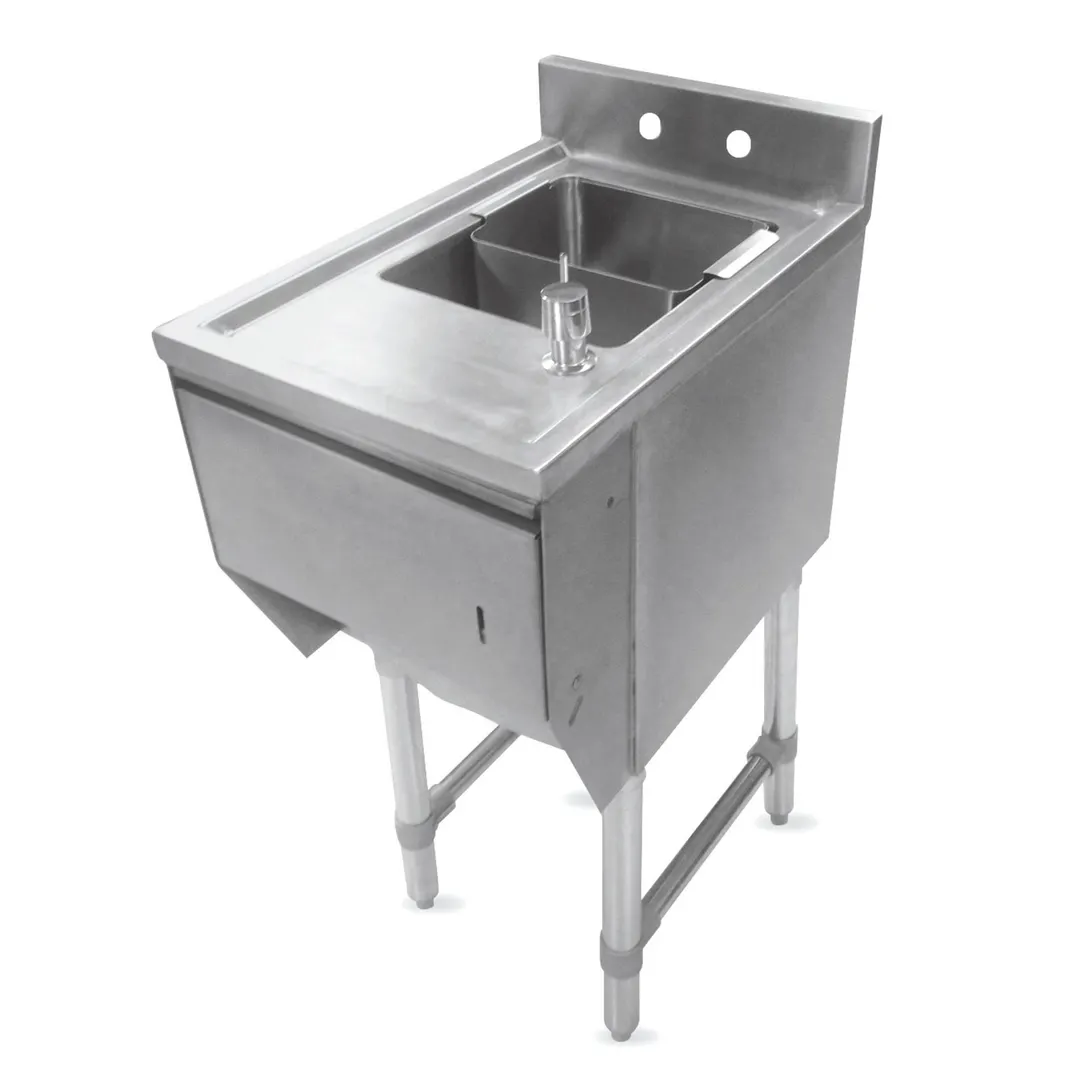 John Boos UBHS-2112 12" Underbar Sink Units, 1 Compartment with Soap & Towel Dispenser
