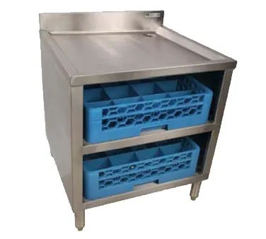 John Boos UBGR-2124 24" Underbar Glass Rack Storage Unit w/ Drainboard Top, Open Front Base