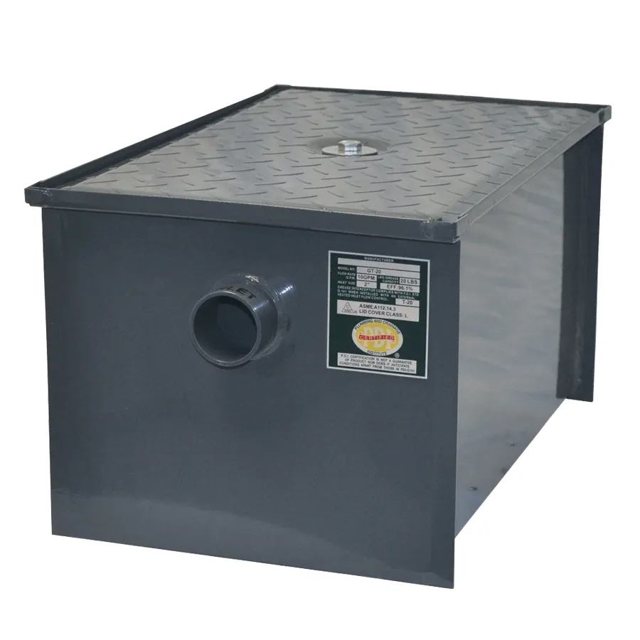 John Boos GT-20 Carbon Steel Grease Interceptor, 2" Inlet/Outlet - 20 lbs Grease Capacity / 10 GPM