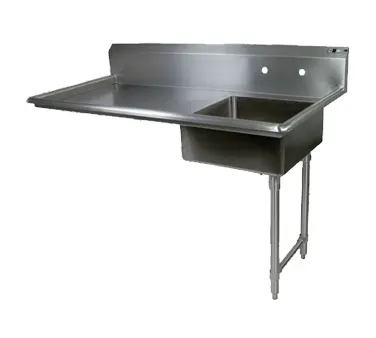 John Boos JDTS-20-50UCR 50" Undercounter Soiled Dishtable w/ Sink On Right, 10" Backsplash