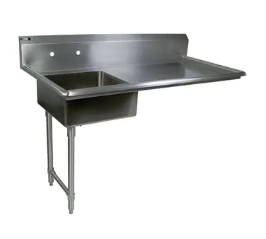 John Boos JDTS-20-60UCL 60" Undercounter Soiled Dishtable w/ Sink On Left, 10" Backsplash