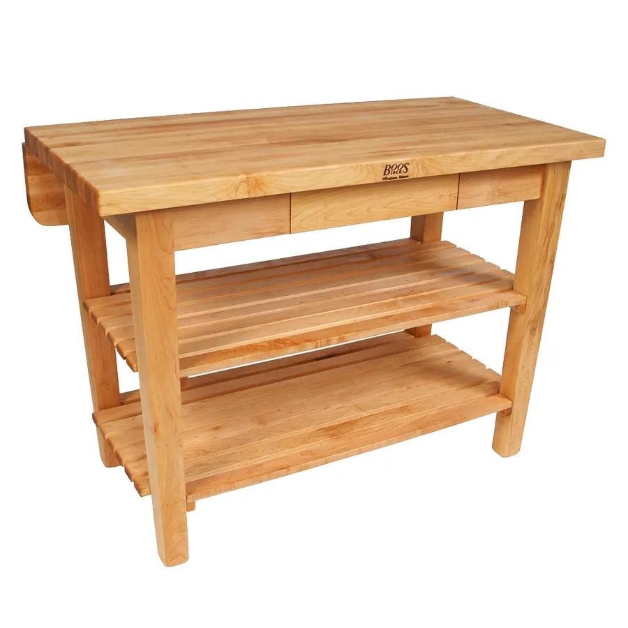 John Boos KIB02-O 60" Island Bar, Northern Hard Rock Maple, 8" Drop Leaf, 15" Utensil Drawer