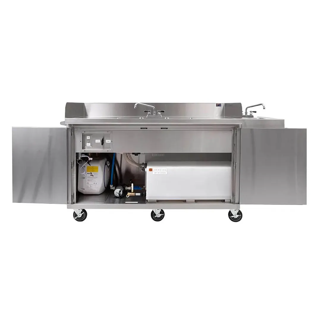 John Boos MCS3-1014-HS Mobile Hand Sink, 3-Compartment with Hand Sink