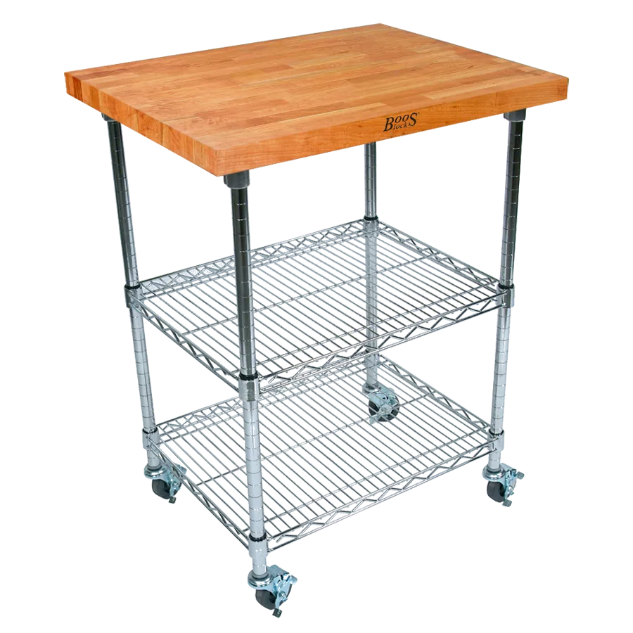 John Boos MET-CWC-1-X Metropolitan Wire Cart w/ 2 Adjustable Chrome Wire Shelves