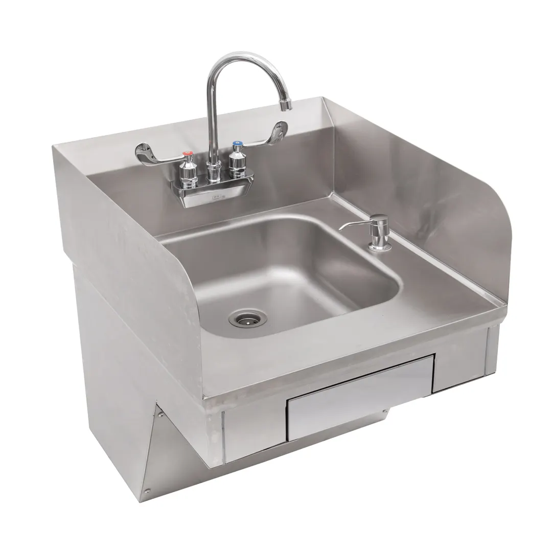 John Boos PBHS-ADA-P-STD-SSLR 22" Wall Mounted Hand Sink w/Wrist Faucet & Dispensers - 3 Splashes