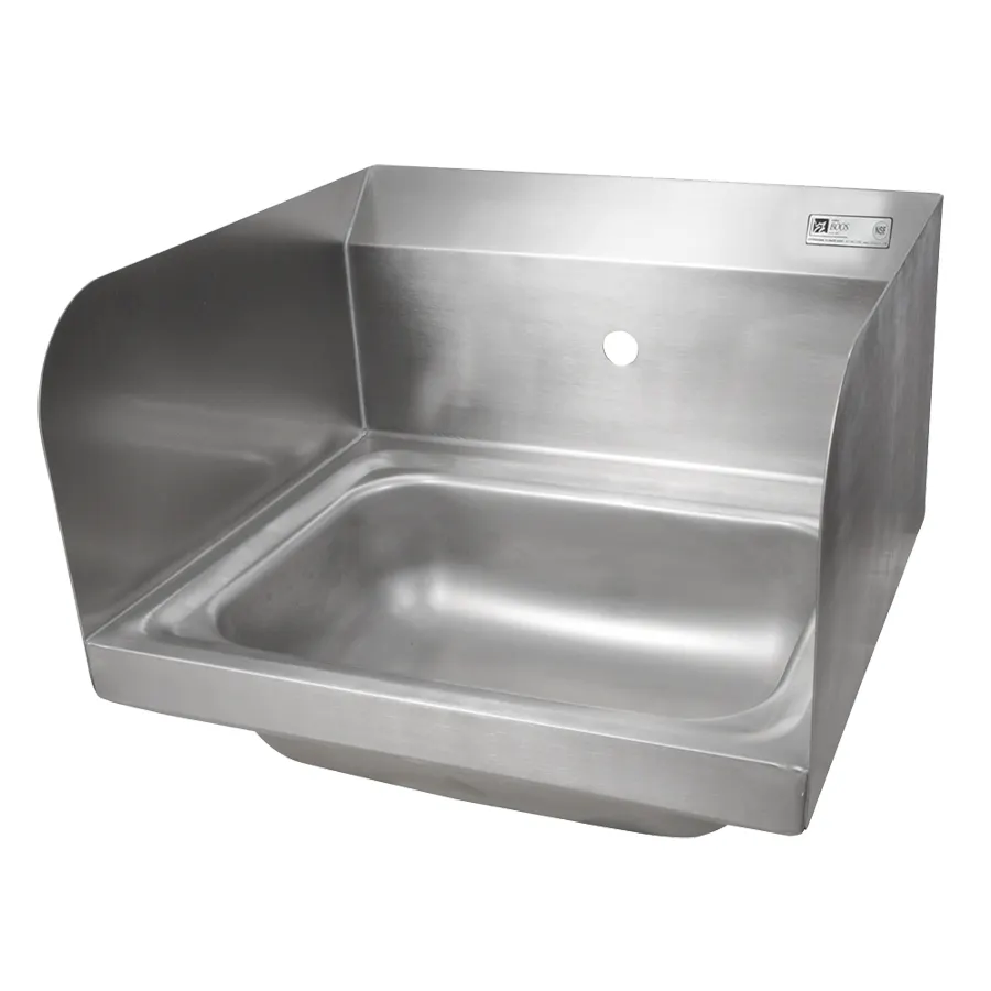 John Boos PBHS-W-1410-1-SSLR 17" Wall Mounted Hand Sink without Faucet-w/3 Splashes-Splash Hole