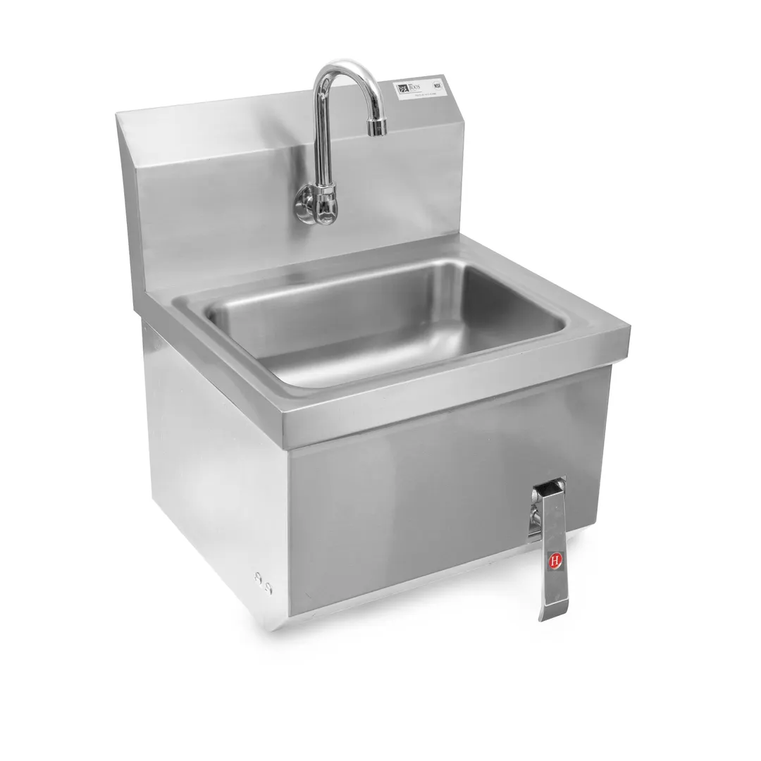 John Boos PBHS-W-1410-KV1APN 14" Wall Mounted Hand Sink with Hands Free Faucet, Knee Valve & Apron