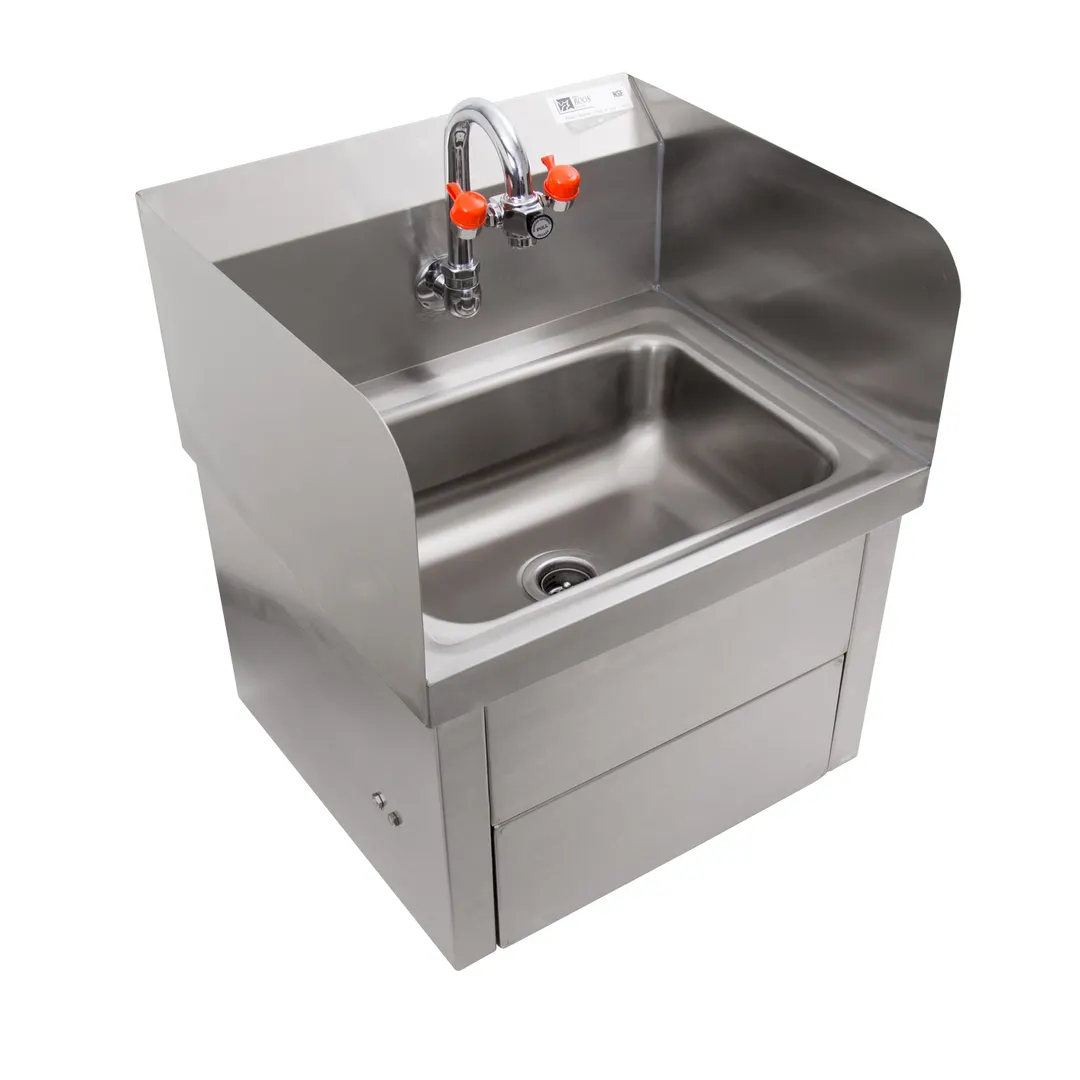 John Boos PBHS-W-1410-KV1APS-EW-X 17" Wall Mounted Hand Sink w/Faucet, Knee Valve & Eye Wash-flyer