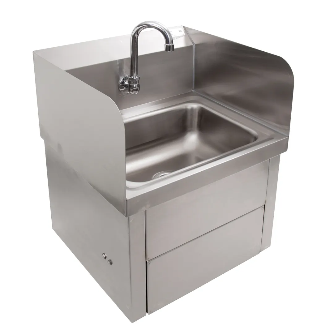 John Boos PBHS-W-1410-KV1APS-X 17" Wall Mounted Hand Sink w/Faucet, Knee Valve & Apron-flyer