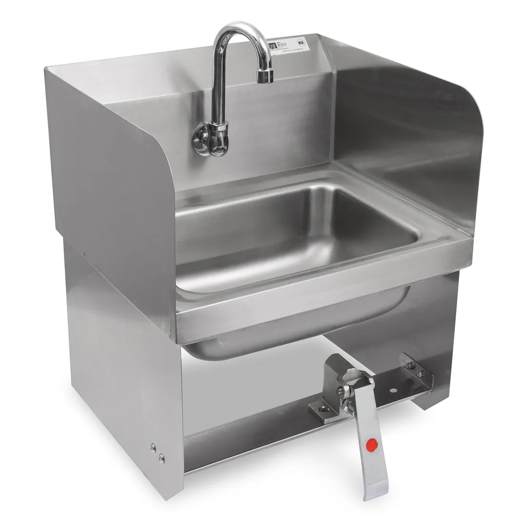 John Boos PBHS-W-1410-KV1MB-SS 17" Wall Mounted Hand Sink w/Hands Free Faucet & Knee Valve-3 Splash