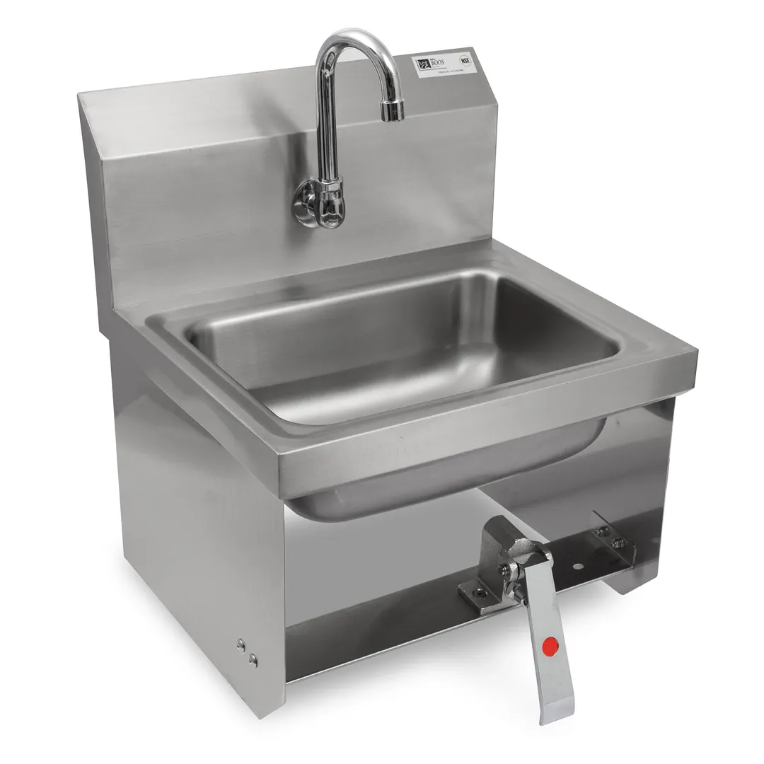 John Boos PBHS-W-1410-KV1MB-X 17" Wall Mounted Hand Sink with Hands Free Faucet & Knee Valve-flyer