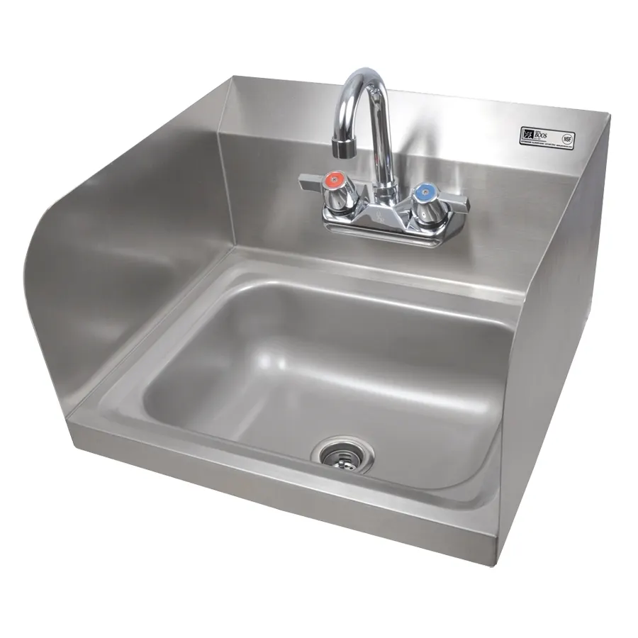 John Boos PBHS-W-1410-P-SSLR-X 17" Wall Mounted Hand Sink w/Splash Mount Faucet-3 Splashes/flyer