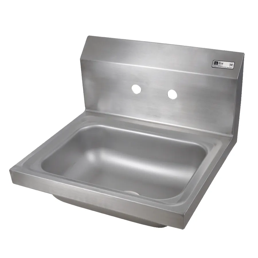 John Boos PBHS-W-1410 17" Wall Mounted Hand Sink without Faucet - with Double Splash Holes