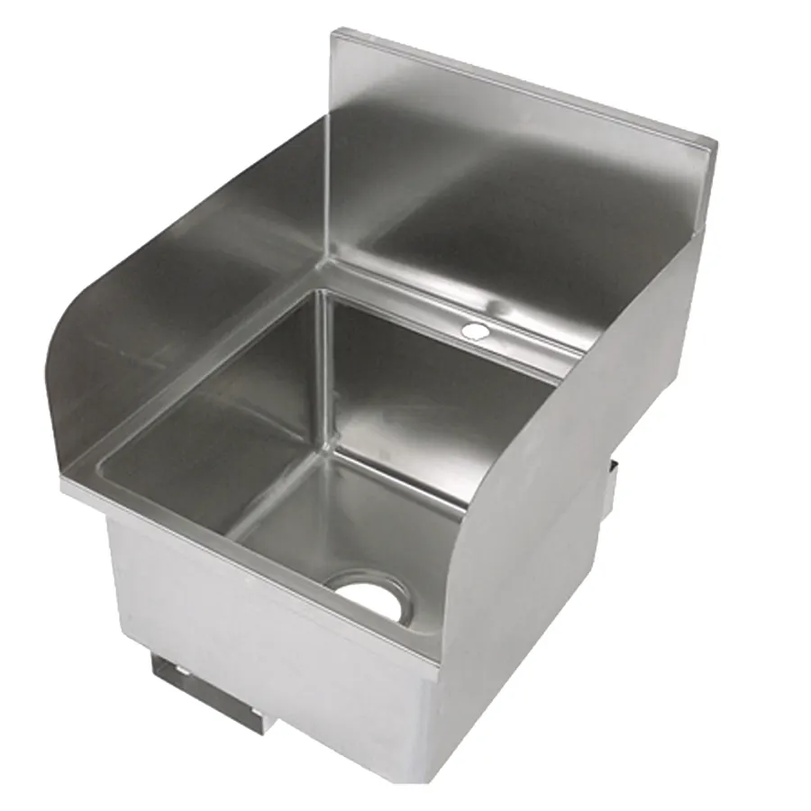 John Boos PBHS-W-1616-SSLR 18" Wall Mounted Hand Sink without Faucet - 16 gauge / 3 Splashes