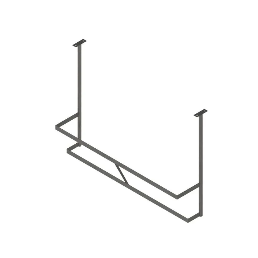 John Boos PRD2-C 55" Stainless Steel Double Bar Ceiling Hung Pot Rack with 10 Double Prong Hooks