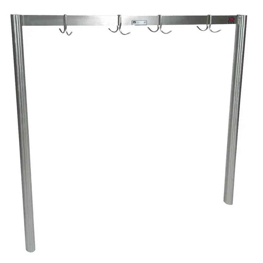John Boos PRS4 91" Stainless Steel Single Bar Table Mounted Pot Rack with 8 Double Hooks