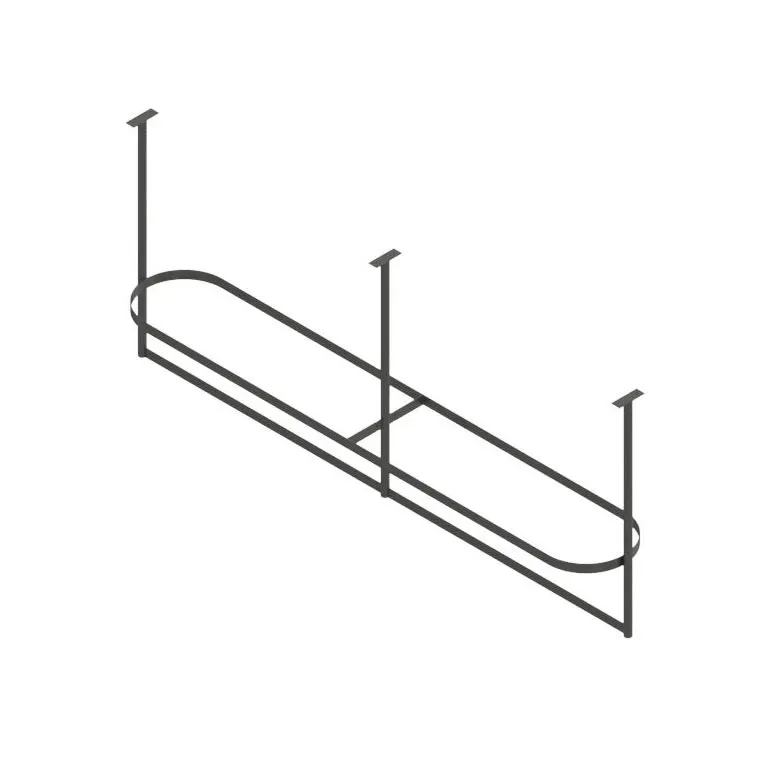 John Boos PRTC3A-C 79" Stainless Steel Triple Bar Ceiling Mounted Pot Rack with 21 Double Prong Hooks