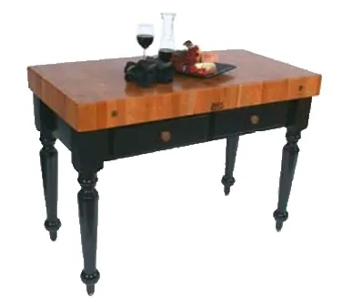 John Boos RN-LR05 Rouge et Noir Le Rustica Utility Table, 48"W x 24"D x 34.5"H, American Cherry, 4" Thick End Grain Top, Black Painted Base