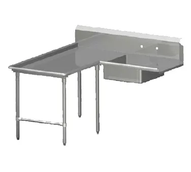 John Boos SDT6-I6072SBK-L Soiled "L" Shaped Dishtable w/ Left Table, Island Design, 10" Backsplash
