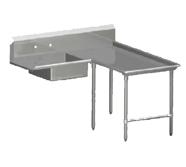John Boos SDT6-I6072SBK-R Soiled "L" Shaped Dishtable w/ Right Table, Island Design, 10" Backsplash