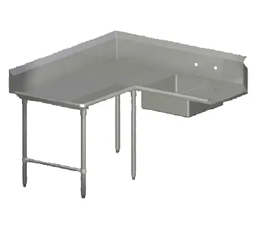 John Boos SDT6-K6048SBK-L Soiled "L" Shaped Dishtable w/ Left Table, Corner Design, 10" Backsplash