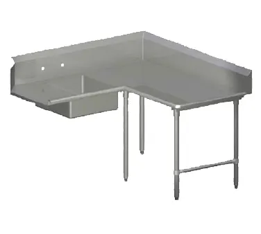 John Boos SDT6-K6072SBK-R Soiled "L" Shaped Dishtable w/ Right Table, Corner Design, 10" Backsplash