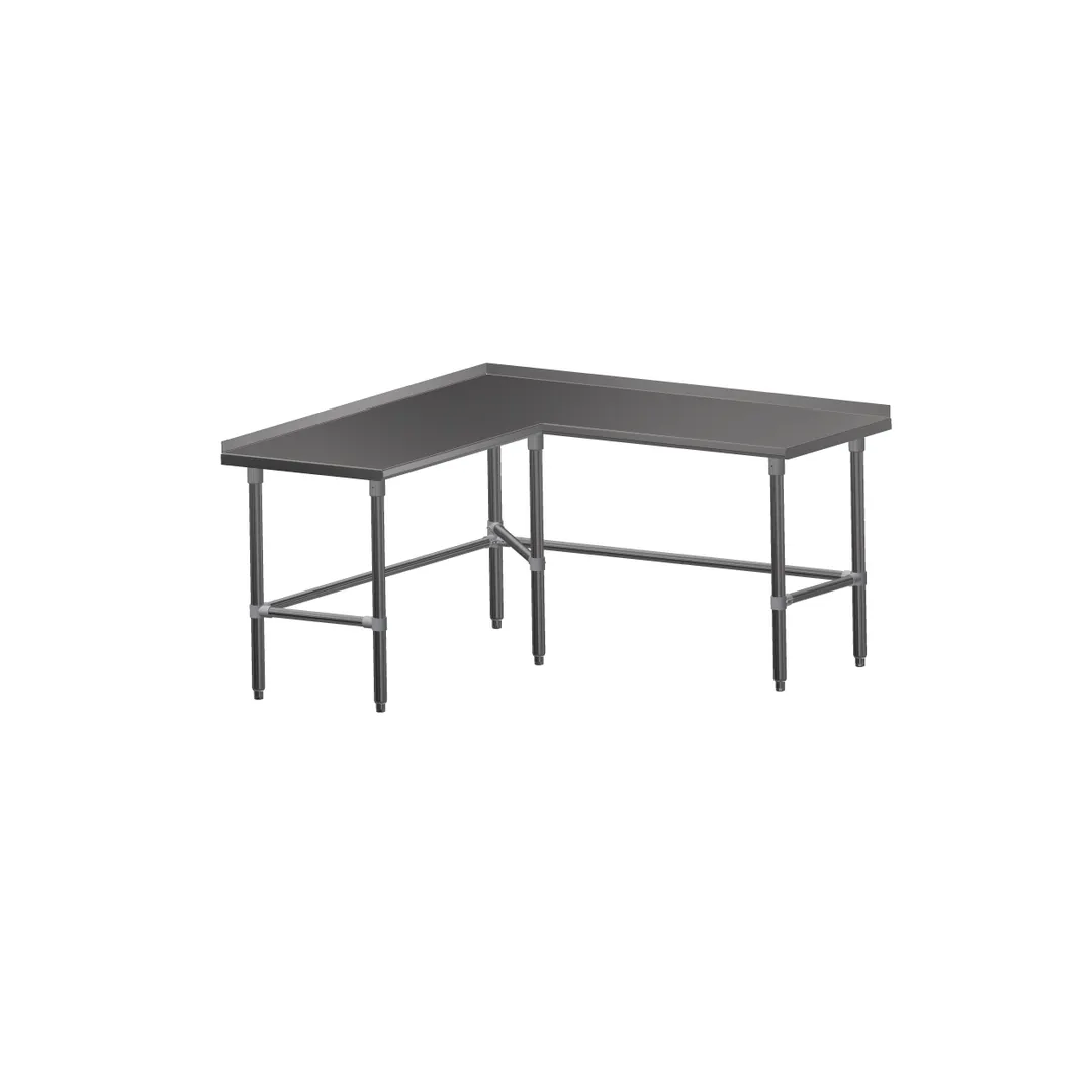 John Boos ST4R1.5-L3060SBK L Shaped Work Tables, 60" x 60" x 30" - 14 gauge