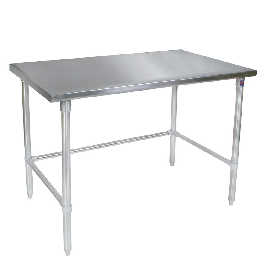 John Boos ST6-3636SBW 36" Open Base Work Table with Side & Rear Crossrails, 16 Gauge Flat Top