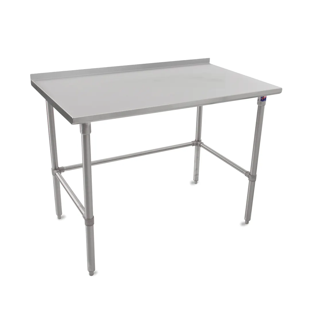 John Boos ST6R1.5-3030SBK 30" Open Base Work Table with Side & Rear Crossrails, 1-1/2" Backsplash