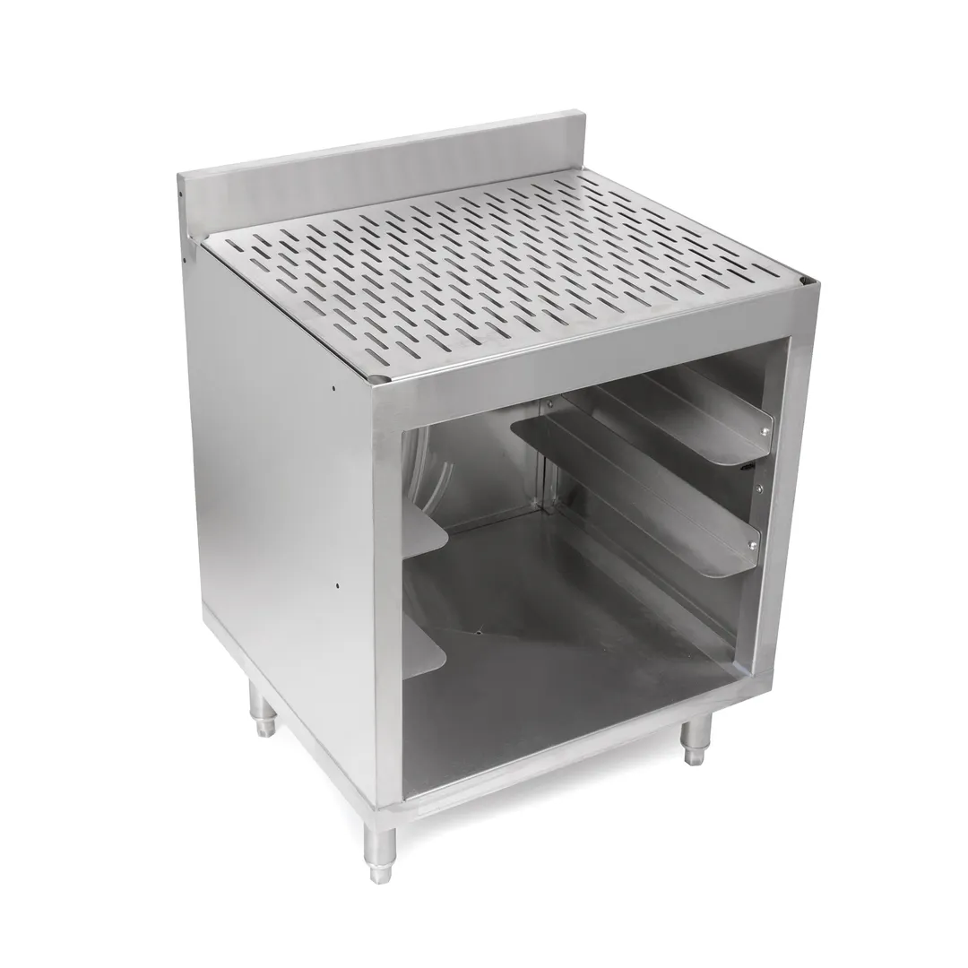 John Boos UBGR-2124-X Underbar Glass Rack Storage Unit w/ Drainboard Top, Open Front Base