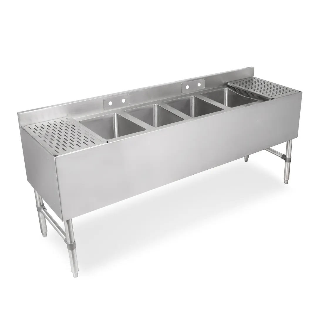 John Boos UBS4-2196-2D24-X Underbar Sink Units, 4 Compartment with 2 Drainboards - Flyer