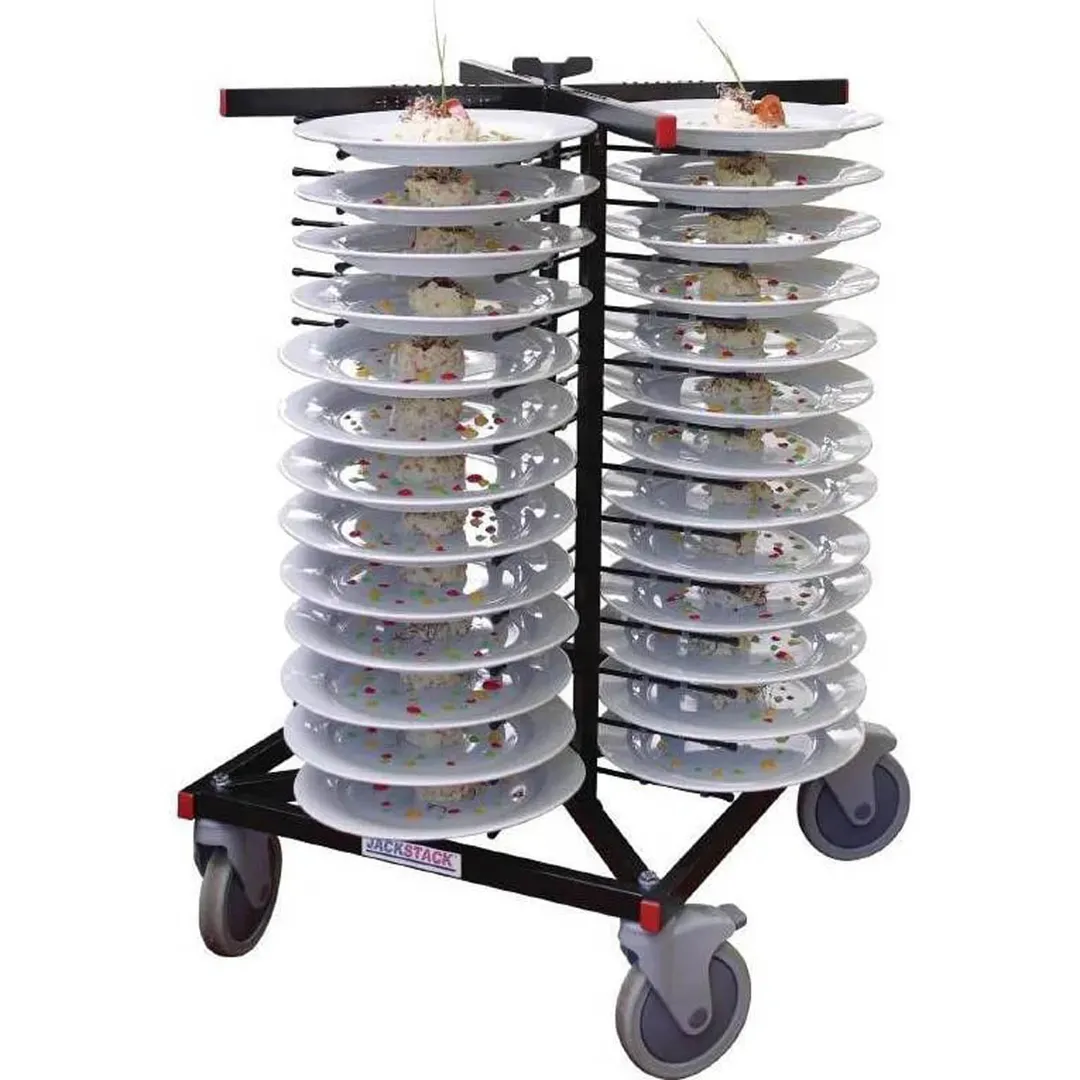 JackStack JS052F 52-Plates Mobile Plate Rack with Steel Construction and Black Powder Coated 