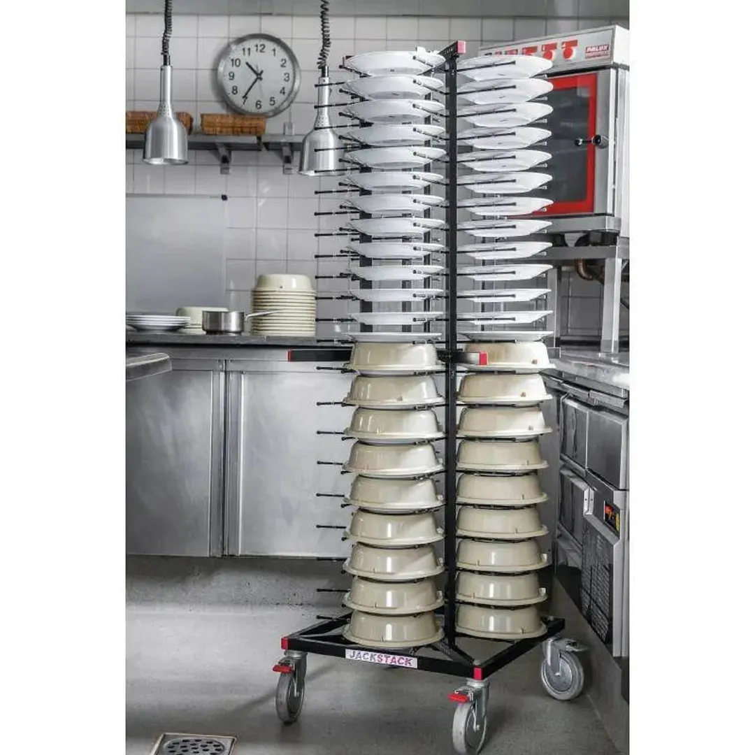 JackStack JS088 JS072, 88-Plates Mobile Plate Rack with Steel Construction and Black Powder Coated 