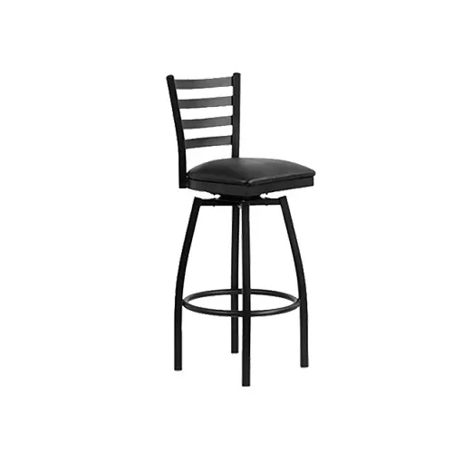 JMC BOGGS BARSTOOL VINYL – Swivel, Ladder Back, Frame, Black Powder Coat, Armless, Vinyl Seat, Footring