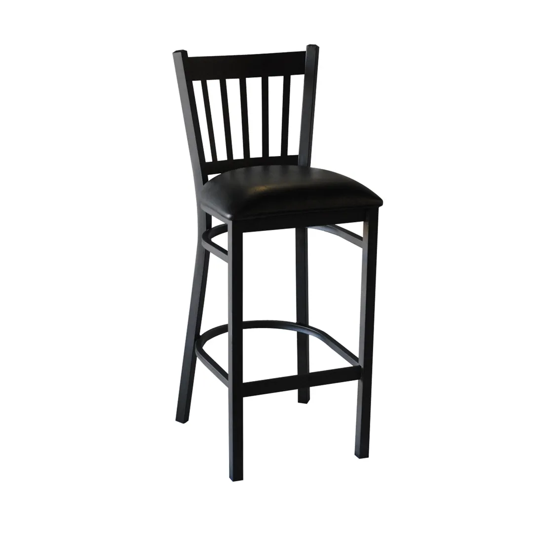 JMC Furniture COBRA BARSTOOL VINYL with Slat Back, Black Coat Finish, Vinyl Seat, Indoor Use