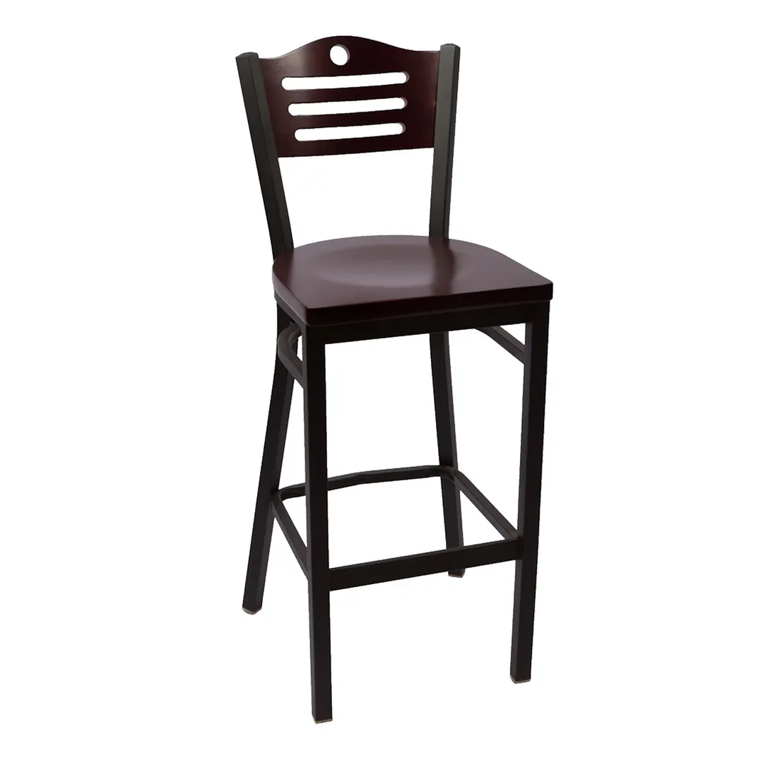 JMC Furniture EAGLE SERIES CLEAR COAT BARSTOOL WOOD with Metal Frame, Wood Back and Seat, Indoor Use 