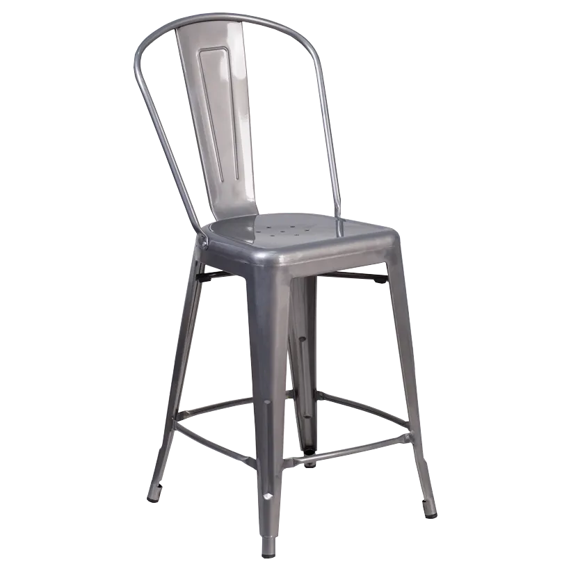 JMC Furniture HUDSON SERIES BARSTOOL - Stacking Metal Bar Stool, Clear Coat Finish, Armless, All-Metal Frame