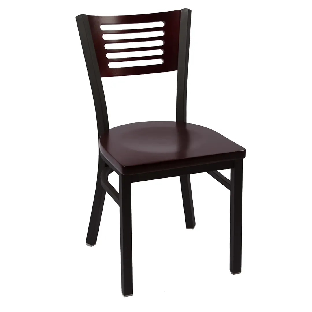 JMC Furniture JONES RIVER CLEAR COAT CHAIR WOOD Indoor Side Chair with Slotted Wood Back and Wood Seat, Metal Frame