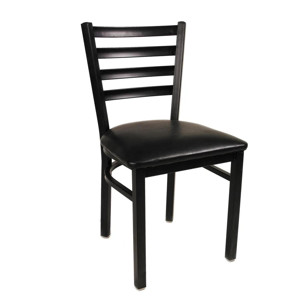 JMC Furniture WHITE HORSE CLEAR COAT CHAIR VINYL Ladder Back Metal Frame Restaurant Chair
