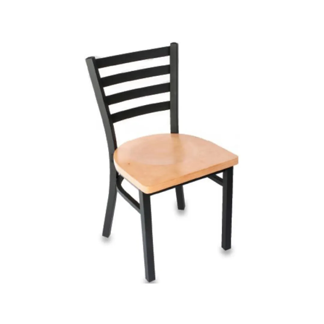 JMC Furniture WHITE HORSE CLEAR COAT CHAIR WOOD Ladder Back Wood Seat Metal Frame Restaurant Chair