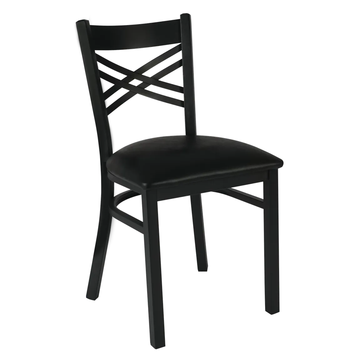 JMC Furniture X SERIES CHAIR VINYL Indoor Chair with Cross Back and Vinyl Seat, Metal Frame